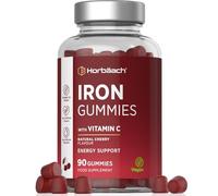 Iron Gummies with Vitamin C | High Strength 14mg Iron Supplement | 90 Vegan Gummies | Natural Cherry Flavour - Alternative to Tablets | for Men & Women | by Horbaach