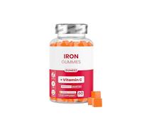 Iron Gummies with Vitamin C - High Strength Iron Supplement for Energy & Tiredness, Enhanced Absorption, Vegan, Non-GMO, Orange Flavour, 60 Gummies