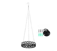 Iron Hanging Flower Pot Stand with Chain Set, Metal Hollow Holder for Home | Garden Balcony Patio, Sturdy Hook System for Vertical Plant Display, Weather Resistant Black Finish
