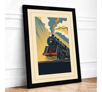 Iron Horse Rising Retro Framed Wall Art Print A3 (42×29.7cm) Black, Wall Decor for Living Room, Bedroom, Office & Home, Ready to Hang, Art Gift