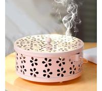 Iron Incense Burner, Plate Holder, Sandalwood Incense Box, With A Handle, For Gnat Coils, For Home Use, 13.5 * 5cm(Pink)