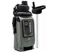 Iron Infidel Battle Bottle - 32 Oz Insulated Water Bottle with Straw Lid & Chug Cap, Stainless Steel Metal Tactical Flask With Rugged, Removable Sleeve for Keys & Phone or Wallet (Betsy Ross 1 Liter)