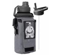 Iron Infidel Battle Bottle - 32 Oz Insulated Water Bottle with Straw Lid & Chug Cap, Stainless Steel Metal Flask Includes Rugged, Removable Sleeve for Keys, Wallet, & Phone (Earned, Not Given 1 Liter)