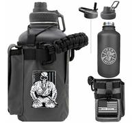 Iron Infidel Battle Bottle - Half Gallon Insulated Stainless Steel Jug With Handle - 64 oz Gym Bottle for Men With Rugged Sleeve (Earned, Not Given 2 Liter)
