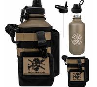 Iron Infidel Battle Bottle - Half Gallon Insulated Water Bottle with Paracord Handle, Large 64 oz Stainless Steel Water Jug with Rugged, Removable Sleeve for Keys, Wallet & Phone (Brown Recluse 2L)
