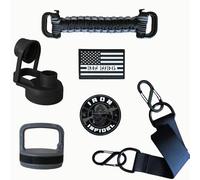 Iron Infidel Battle Bottle Straw Lid & Cleaner Brush Kit - 64 Oz and 32 Oz Water Bottle Lid Replacement with Straw, Wide Mouth Lid, and Long Handle Water Bottle Cleaning Scrub Brush Tool (Black/Grey)