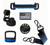 Iron Infidel Battle Bottle Straw Lid & Cleaner Brush Kit - 64 Oz and 32 Oz Water Bottle Lid Replacement with Straw, Wide Mouth Lid, and Long Handle Water Bottle Cleaning Scrub Brush Tool (Blue Line)