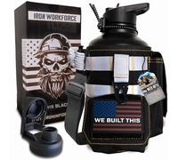 Iron Infidel Workforce Water Bottle - 64 oz Insulated Stainless Steel | Half Gallon Vacuum Water Jug | Paracord Handle, Removable Sleeve | Large Thermal Flask | Hiking, Camping, Workouts (Black)