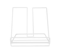 Iron Innovative Tabletop Book Shelf Rack Holder Tablet Computer Stand Home Decoration Sturdy Durable Modern Design for Reading Writing Studying Black White 19 x 19 x 18.5 cm (White)