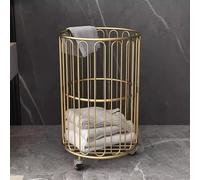 Iron Ins Dirty Clothes Basket, Rolling Laundry Basket with Wheels, Healthy and Eco-friendly, Open Top for Ventilation, Suitable for Bedrooms, Living Rooms(Gold)