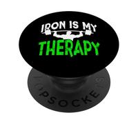 Iron is My Therapy Gym Motivation Workout Lifting Design PopSockets Adhesive PopGrip