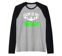 Iron is My Therapy Gym Motivation Workout Lifting Design Raglan Baseball Tee
