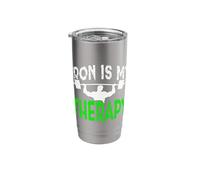 Iron is My Therapy Gym Motivation Workout Lifting Design Stainless Steel Insulated Tumbler