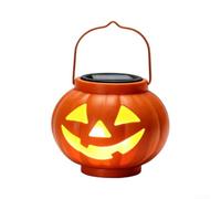 Iron Jack O'Lantern Light Solar Powered Orange 22cm