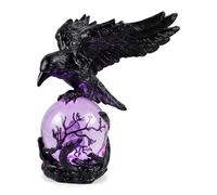 IRON JF Raven LED Night Light, 3D Crystal Ball Lamp with Laser-Etched Tree Design, Gothic Decor Accent with Resin Crow, USB Powered Aesthetic Mood for Bedroom Desk
