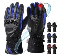 IRON JIA'S Motorcycle Gloves Winter Warm Waterproof Windproof CE Certification Full Finger Motorbike Touch Screen Gloves Blue M