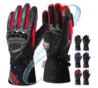 IRON JIA'S Motorcycle Gloves Winter Warm Waterproof Windproof CE Certification Full Finger Motorbike Touch Screen Gloves Red L
