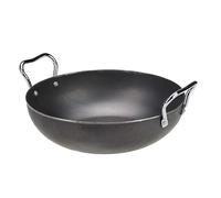 Iron Kadai Karahi for Cooking & Deep Frying - 100% Pure Iron Wok, Traditional Indian Kadhai with Handles, Heavy Duty Black Iron Pan for Gas Stove, Frying, Curry, Saute (4-12 Inch) (4 Inch (10 cm))