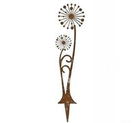 Iron Landscape Stake Featuring Dandelion Form for Garden Decoration Flower Pots Lawn Patio Rust Finish (B)
