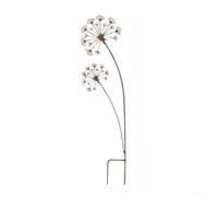 Iron Landscape Stake Featuring Dandelion Form for Garden Decoration Flower Pots Lawn Patio Rust Finish (A)
