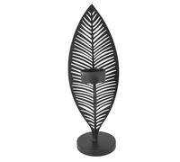 Iron Leaf Candle Holder, Minimalist Wrought Iron Candlestick Stand, Unique Leaf Shape Metal Candle Holder with Nordic Design for Dining Room Home Decor (Black)