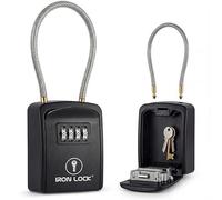 Iron Lock - Cable Shackle Portable Key Lock Box for Keys 4 Digit Combination lockbox Indoor Outdoor Waterproof A B Switch with Resettable Code House Spare Keys Hide a Key Lock Box A/B Switch