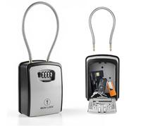 Iron Lock IL-porable05XXLG 3 Portable Wall Mounted Key Removable Cable Handle Waterproof Indoor 4 Digit Combination with Resettable Code Outdoor Lock Box, Grey