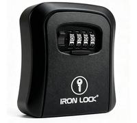 Iron Lock® - Key Lock Box Wall Mount for Keys 4 Digit Combination with Resettable Code with A B Switch Indoor Outdoor Waterproof House Key lockbox for Spare House Keys 5 Capacity (Medium, Black)