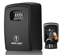 Iron Lock® - XXL Key Lock Box Wall Mount for Keys 4 Digit Combination with Resettable Code with A B Switch Extra Large lockbox Indoor Outdoor Waterproof Big Key Lock Box House Spare Keys Wall Safes