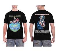 Iron Maiden Black Skull Back Print Fitted Cotton Tour Dates T-Shirt M