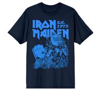 Iron Maiden Est 1975 Life After Death Stamp T-Shirt in Navy | Size: Medium Iron Maiden Navy M