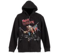 Iron Maiden Men's Scuffed Trooper Back Print Full Zip Hoodie in Black | Size: Small Iron Maiden Black S