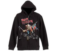 Iron Maiden Men's Scuffed Trooper Zipped Hood Hoodie, Black, Small