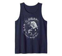Iron Maiden Number of The Beast Greyscale Tank Top, Men, Navy Blue, Medium