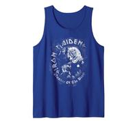 Iron Maiden Number of The Beast Greyscale Tank Top, Men, Royal Blue, Medium
