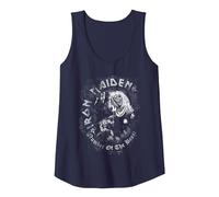 Iron Maiden Number of The Beast Greyscale Tank Top, Women, Navy Blue, Small