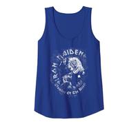 Iron Maiden Number of The Beast Greyscale Tank Top, Women, Royal Blue, Medium