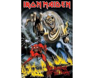 Iron Maiden Poster Textile Flag Number of the Beast Official Black 70cm x 106cm Bir boyut