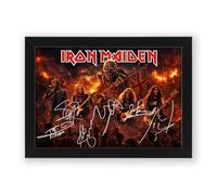 Iron Maiden Signed Poster Print - Art Styled Limited Edition Autograph Fan Gift - Collectible Memorabilia Wall Art - 50th Anniversary Run For Your Lives Tour (A4 Framed)