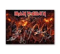 Iron Maiden Signed Poster Print - Art Styled Limited Edition Autograph Fan Gift - Collectible Memorabilia Wall Art - 50th Anniversary Run For Your Lives Tour (A4 Unframed)