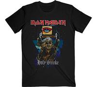 Iron Maiden T Shirt Holy Smoke Space Triangle Band Logo Official Mens Black L