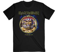 Iron Maiden T Shirt Powerslave Mummy Circle Band Logo Official Mens Black XL