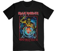 Iron Maiden T Shirt World Piece Tour 1983 Band Logo Official Mens Black XL