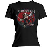 Iron Maiden Women's Trooper Red Sky Regular Fit Crew Neck Short Sleeve T - Shirt, Black (Black Black), 14 (Manufacturer Size: X-Large)