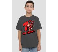 Iron Man Birthday 1 Kids T-Shirt Charcoal Iron Man Charcoal 3-4 Years