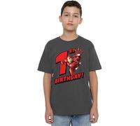 Iron Man Birthday 1 Unisex Kids T Shirt, Charcoal, 12-13 Years