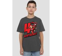 Iron Man Birthday 4 Kids T-Shirt Charcoal Iron Man Charcoal 9-10 Years