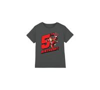 Iron Man Boys Birthday 5 Unisex Kids T-Shirt, Charcoal, 5-6 Years UK