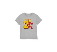 Iron Man Boys Cute Birthday 2 Unisex Kids T-Shirt, Athletic Heather, 7-8 Years UK