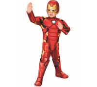 (3-4 Years, Red) Iron Man Boys Deluxe Muscles Costume